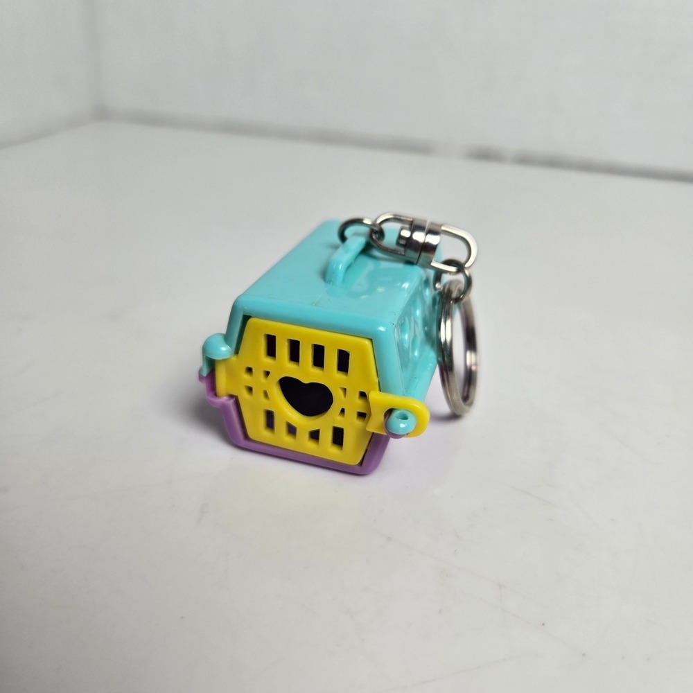 Blue Box Go Bye Bye Kitty Puppy Keychain Cage Crate 2" Y2K Bag Charm Vintage